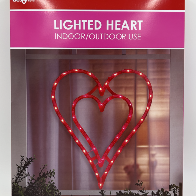 Lighted Valentine's Day Double Heart Window Silhouette Decoration