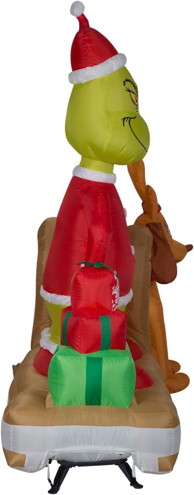 Gemmy Christmas Inflatable Grinch and Max Sled Scene