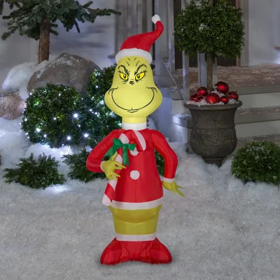 Gemmy Christmas Inflatable Dr. Seuss Grinch with Candy Cane