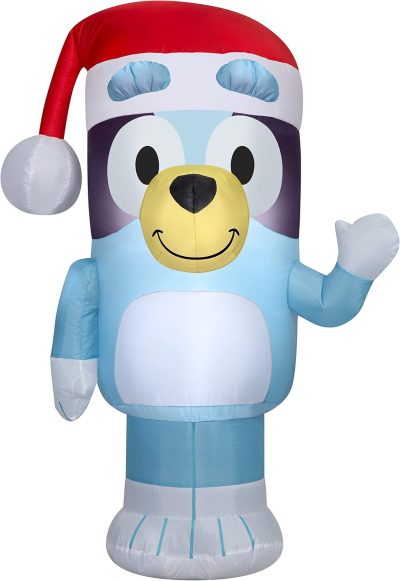 Gemmy Bluey Christmas Airblown Inflatable in Santa Hat