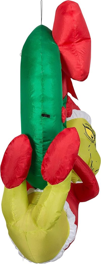 Gemmy Inflatable Grinch Hanging from Wreath Dr. Seuss