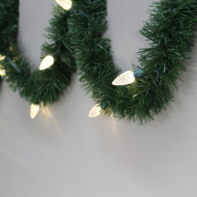 Brite Star 18-Foot Pre-lit Pine Christmas Garland with Warm White Lights