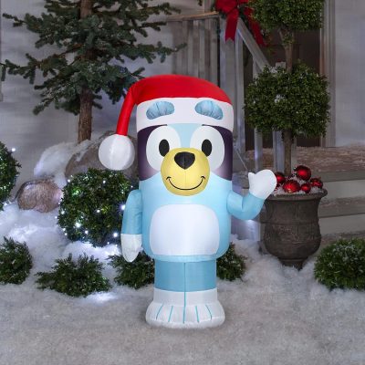 Gemmy Bluey Christmas Airblown Inflatable in Santa Hat