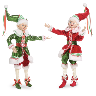 Set of 2 Traditional Posable Elfs 16 Inch