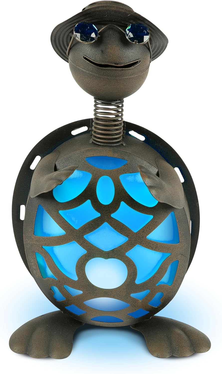 LED Solar Turtles with Brown Rustic Finish and Gem Eyes Garden Decor