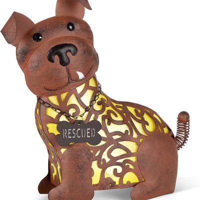 Garden Meadow 14 in H Solar Lighted Yellow and Brown Rescue Dog