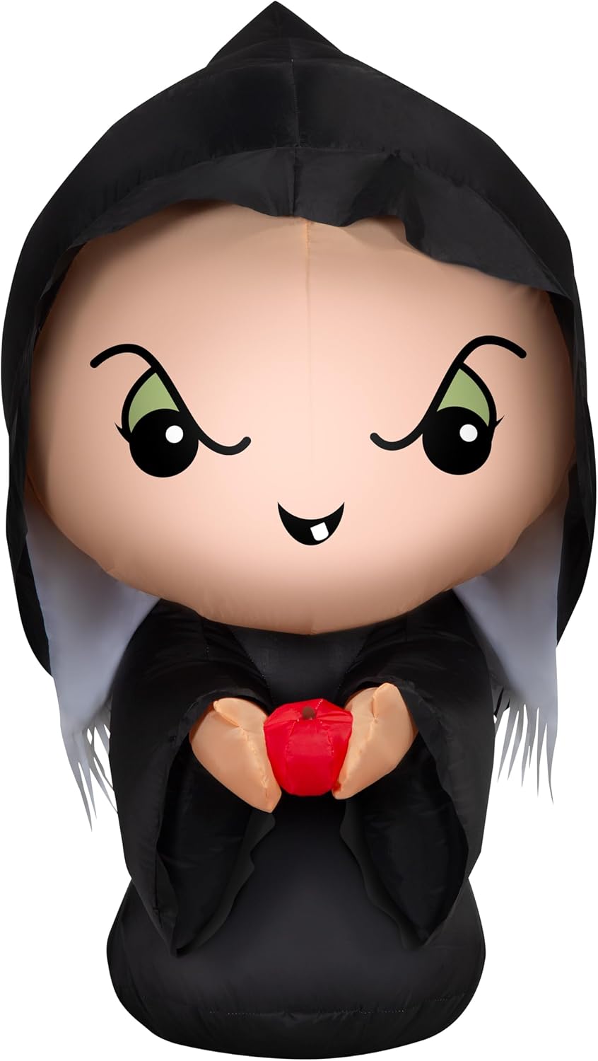 Gemmy Airblown Inflatable Halloween Snow White's Evil Queen as Old Woman with Apple